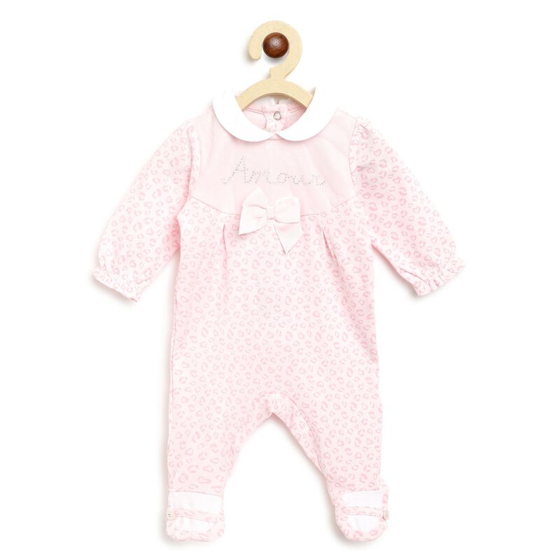 Girls Light Pink Nappy Opening Babysuit image number null